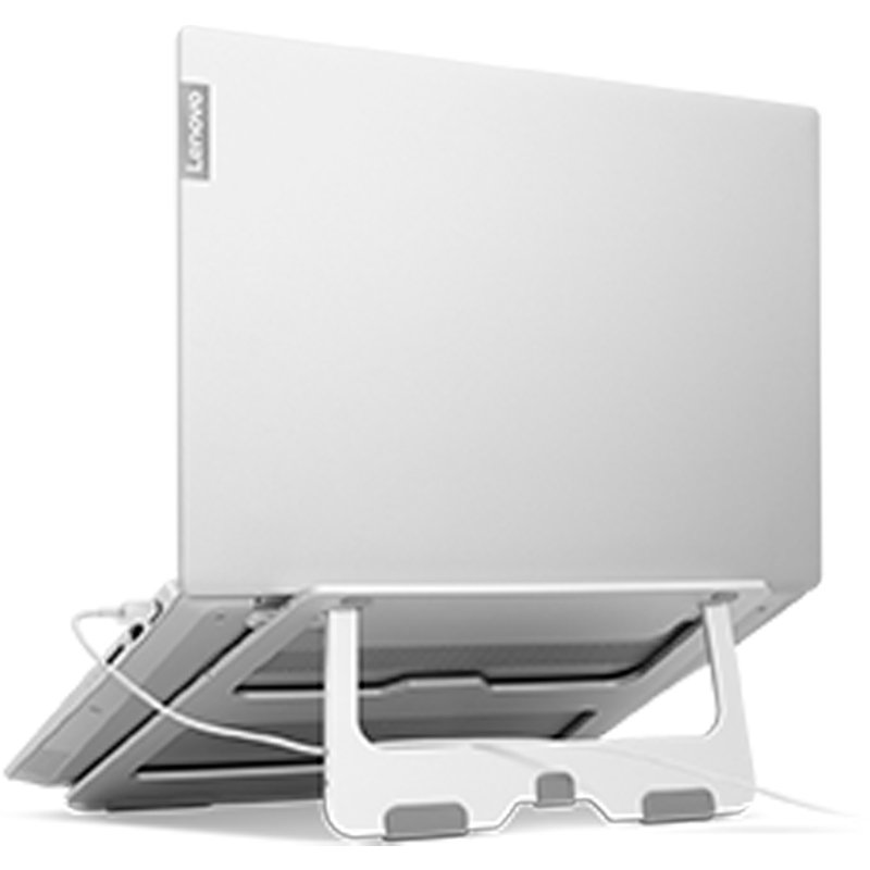 LENOVO PORTABLE ALUMINUM STAND Soporte de aluminio Lenovo para laptop hasta 15.6", inclinacion 18°, plegable y venti
