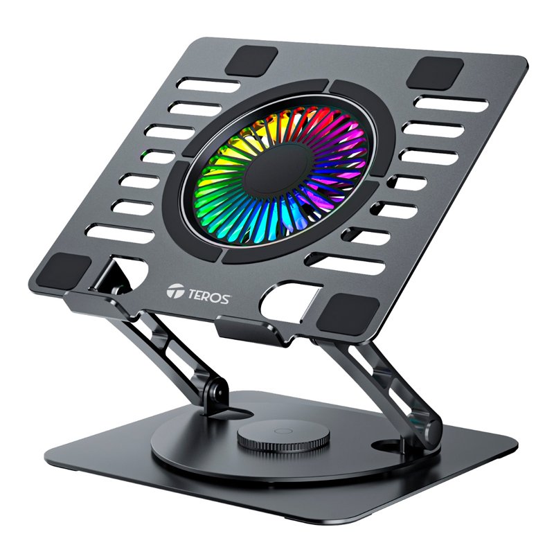 COOLER P NB TEROS TE-7132N Cooler giratorio para laptop TEROS TE-7132N, 10" a 15.6", ventilador, RGB, USB