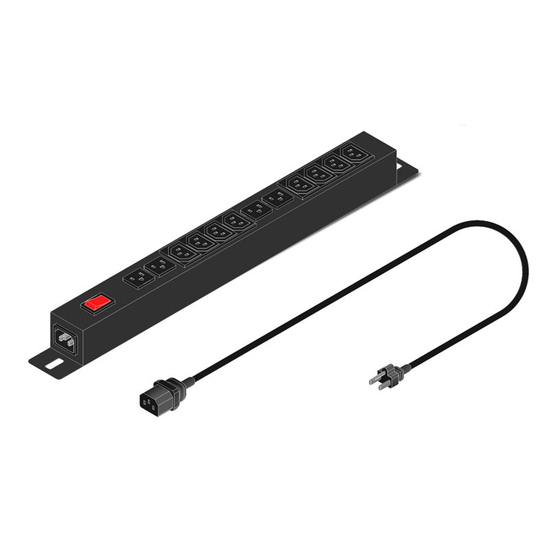 PDU PARA RACK 1U - 12 TOMAS (4 Unidad de Distribución de Energía (PDU), Modelo: PDU-H-12T-10A-4(N5-15R)-8(C13)-C14-1
