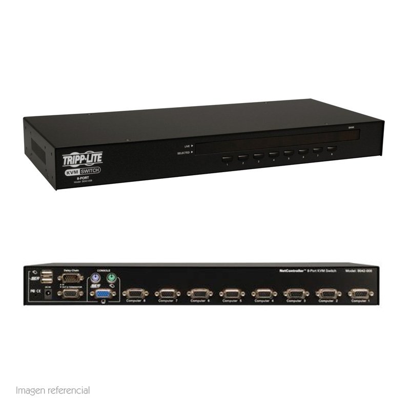 SWITCH KVM TRIPP LITE KVM Switch Tripp-Lite, 8 Puertos USB/PS2, Controlde 8 ordenadores, Presentación en ca