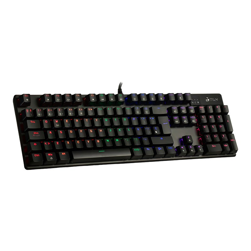 TECLADO GAMER USB TE4068 BK Teclado mecánico TE-4068G, retroiluminación rainbow, USB 2.0, español, color negro[@@