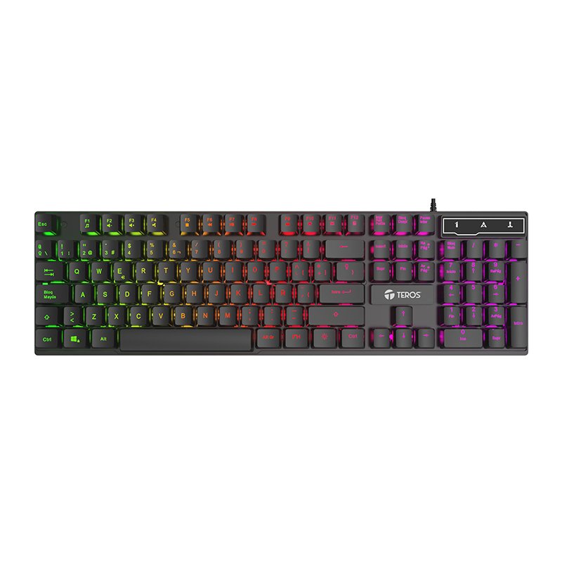 TECLADO GAMER USB TE4072 BK Teclado alámbrico gamer TEROS TE-4072G, USB, RGB