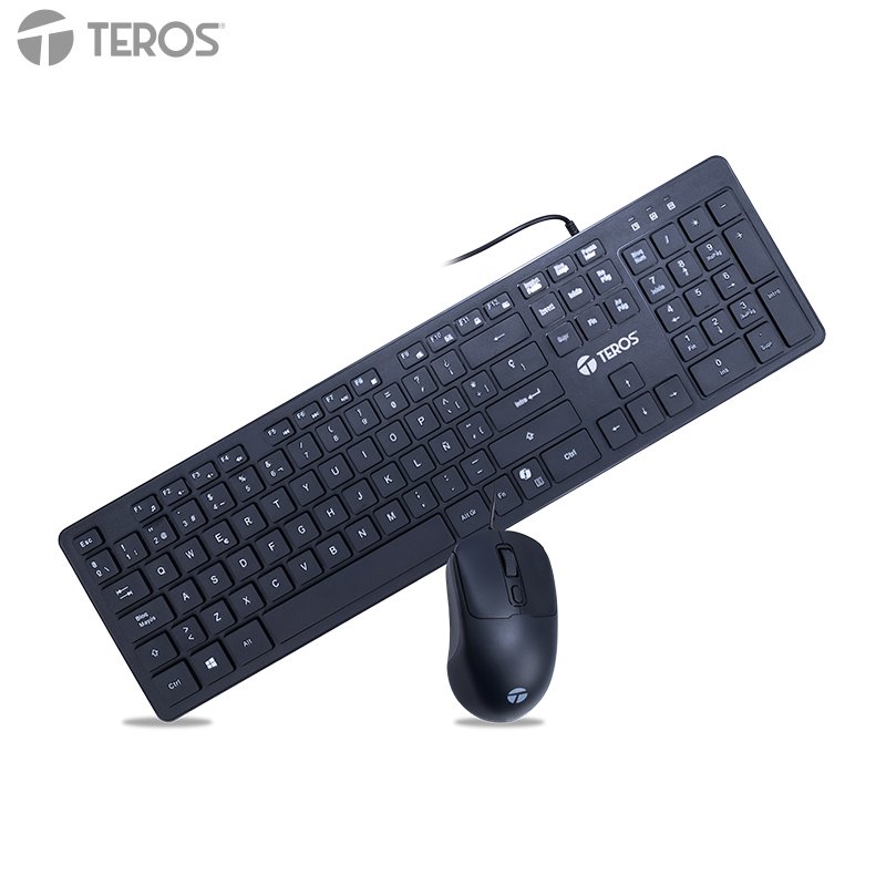KIT TECLADO+MOUSE COPILOT BK Combo Kit alámbrico teclado y mouse TEROS TE-5019S, USB, Tecla Copilot en el teclado[