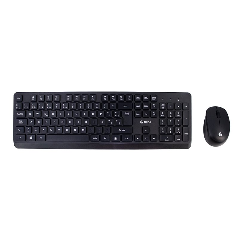 KIT TECLADO+MOUSE W. TE5011CS Combo Kit inalámbrico teclado y mouse TEROS TE-5011CS, 2.4GHz, Receptor USB