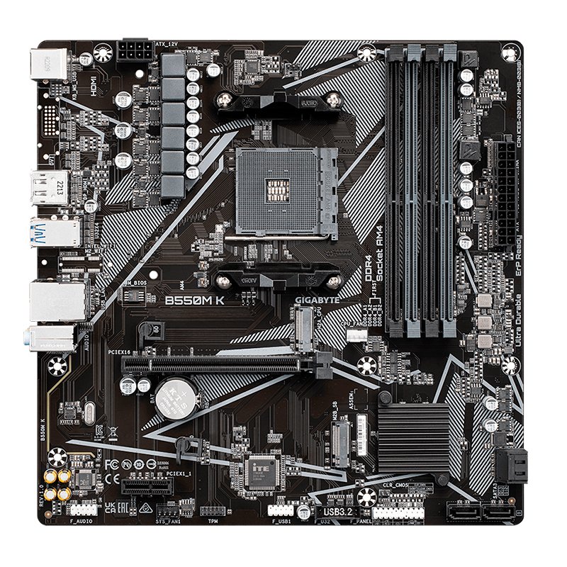MB GB B550M K AM4 S/V/L DDR4 Motherboard Gigabyte B550M K (rev. 1.0) Chipset AMD B550, Socket AM4, Micro ATX