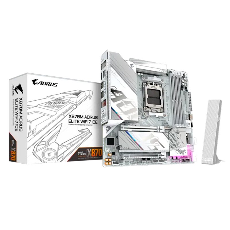 MB GB X870M A ELITE WF7 DDR5 Motherboard GIGABYTE X870M AORUS ELITE WIFI7 ICE,Chipset AMD X870, Socket AMD AM5, M-
