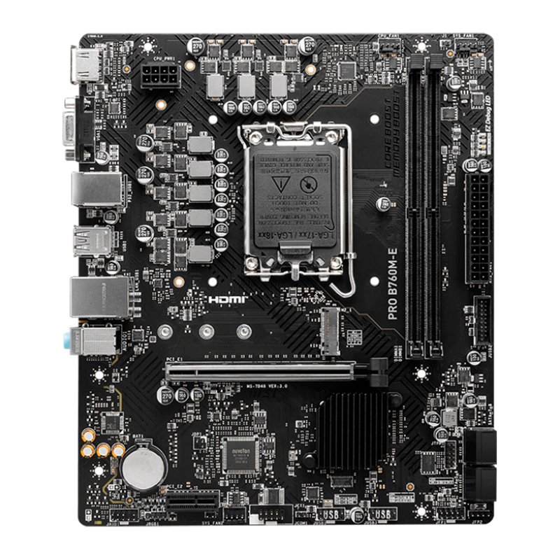 MB MS PRO B760M-E S/V/L DDR5 Motherboard MSI PRO B760M-E, Chipset Intel B760, LGA1700, HDMI, VGA, mATX