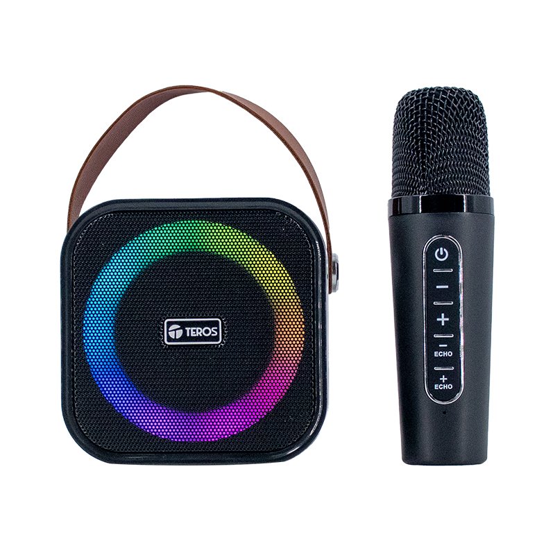 KARAOKE TE-6013N 10W USB/FM/BT Parlante karaoke inalámbrico TEROS TE-6013N, BT 5.4, 10W, 1800mAh, USB, Luces RGB[@@@