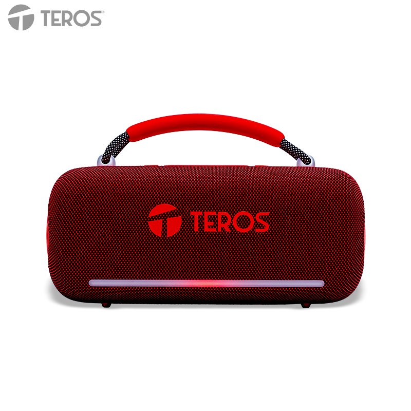TEROS VIBE SERIES 60W RED Parlante Inalámbrico Teros Vibe VB-6049R, 60W, BT5.3, 4000 MAH, USB, Luces LED, Rojo[