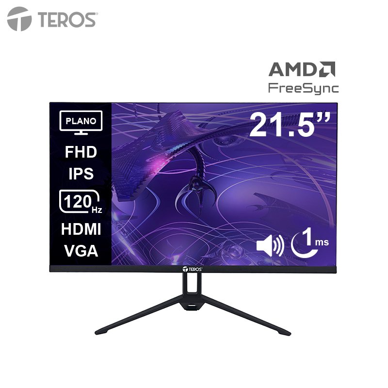 MON TE 21\'' FHD 120HZ 1MS FT Monitor plano TEROS TE-2133S, 21.5" FHD IPS, 120Hz, 1ms, HDMI, VGA, Audio out, Parlan