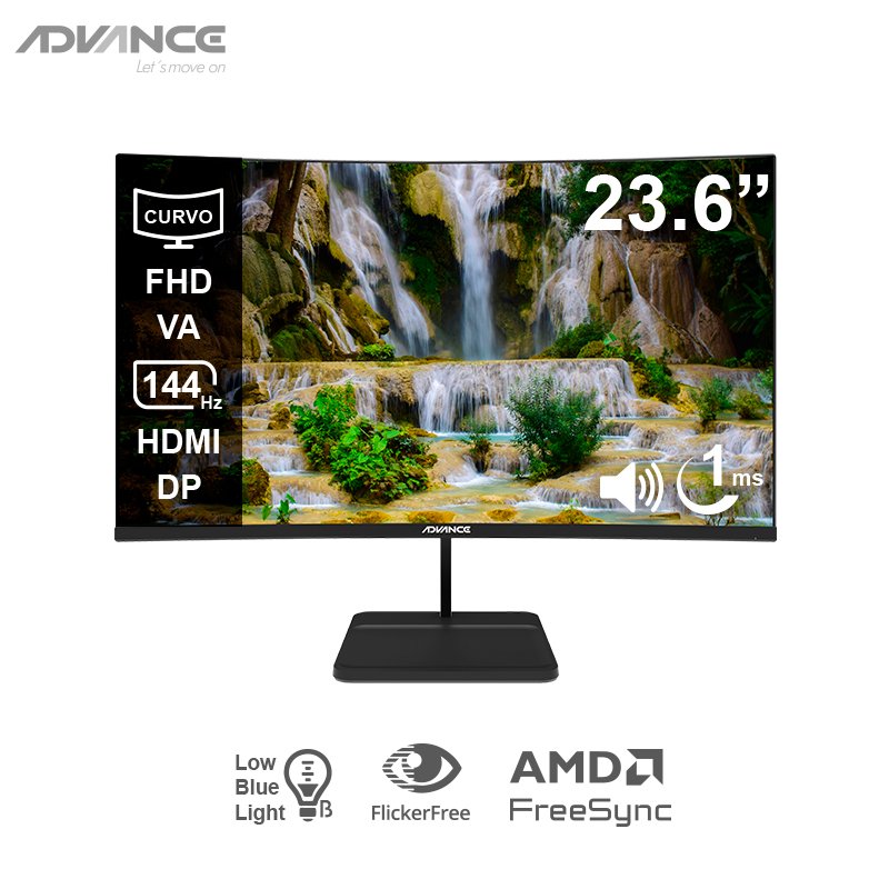 MON ADV 24\" FHD 144HZ 1MS CV Monitor curvo ADVANCE ADV-2456S, 23.6" FHD VA, 144Hz, 1ms, HDMI, DP, Audio out, Parla