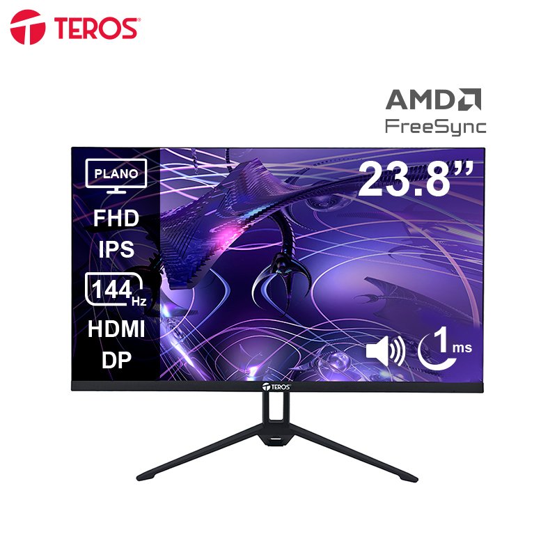 MON TE 24\'' FHD 144HZ 1MS FT Monitor plano TEROS TE-2417S, 23.8" FHD IPS, 144Hz, 1ms, HDMI, DP, Audio out, Parlant