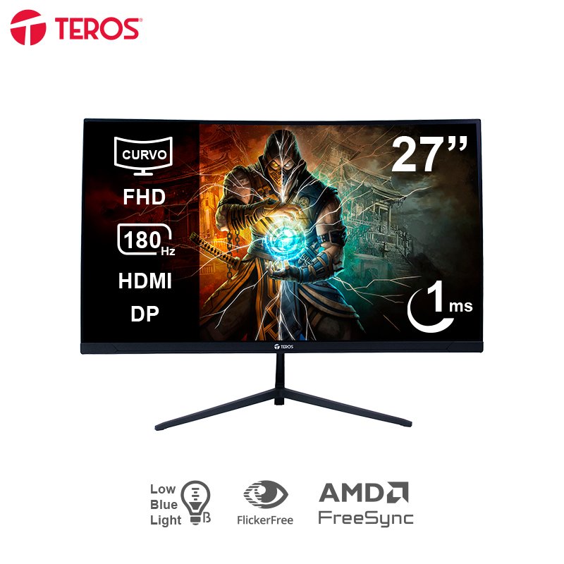 MON TE 27\'' FHD 180HZ 1MS CUR Monitor curvo gaming TEROS TE-2787G, 27" FHD VA, 180Hz, 1ms, HDMI, DP, Audio out