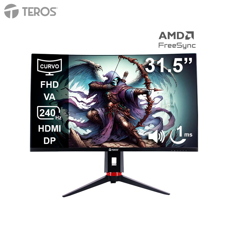 MON TE 32'' FHD 240HZ 1MS CVO Monitor curvo gaming TEROS TE-3219G, 31.5" FHD VA, 240Hz, 1ms, HDMI, DP, Audio out[@@