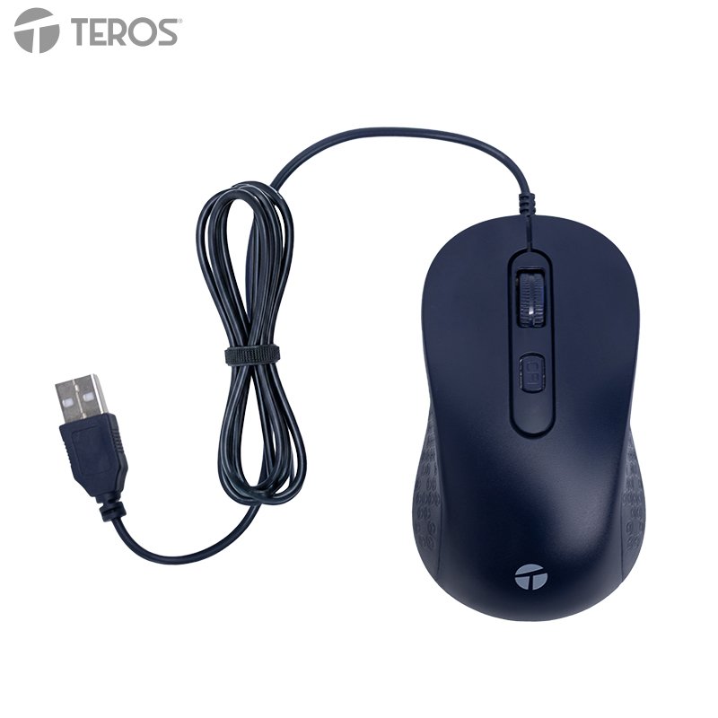 MOUSE USB TE1243 BL Mouse alámbrico TEROS TE-1243S, 2000 DPI, USB