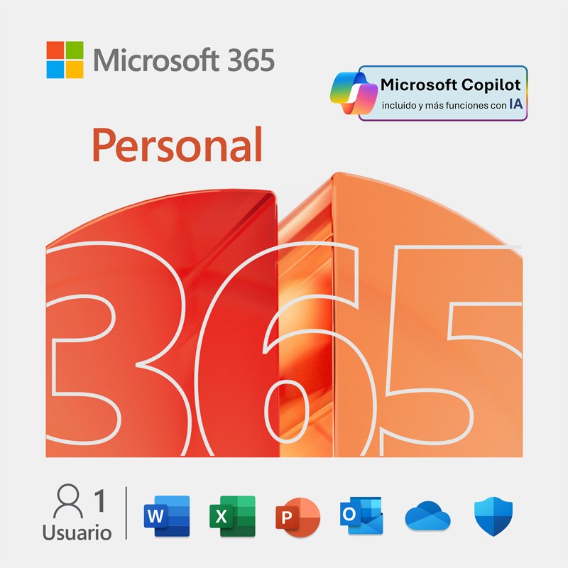 MICROSOFT 365 PERSONAL LIC 1Y Licenciamiento Virtual (ESD) Microsoft 365 Personal (Licencia de 12 meses / 1 usuario