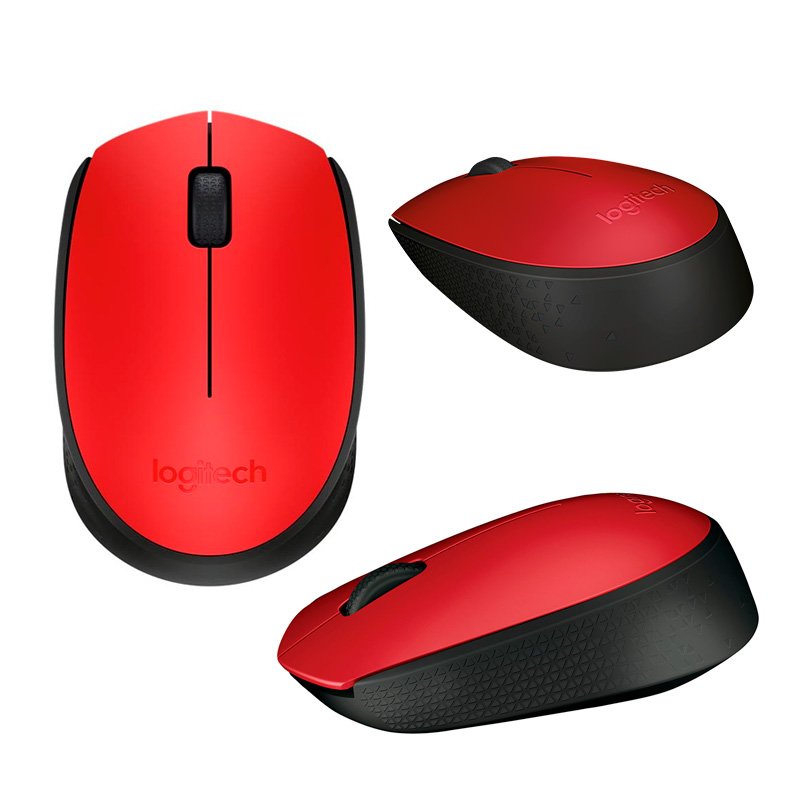 MOUSE M170 RED Mouse óptico inalámbrico Logitech M170, ambidiestro, receptor USB, 2.4 GHz, Rojo.[@@@