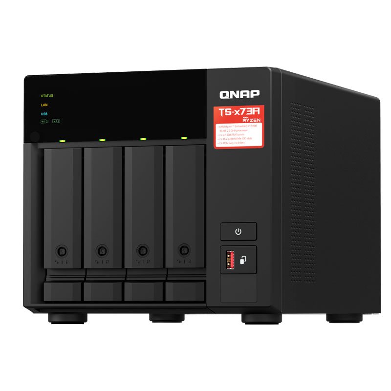 QNAP TS-473A NAS 4 BAY Servidor NAS QNAP TS-473A, AMD Ryzen V1500B/2.2GHz, 8GB DDR4 SODIMM, Bahias: 4 x 3.5"