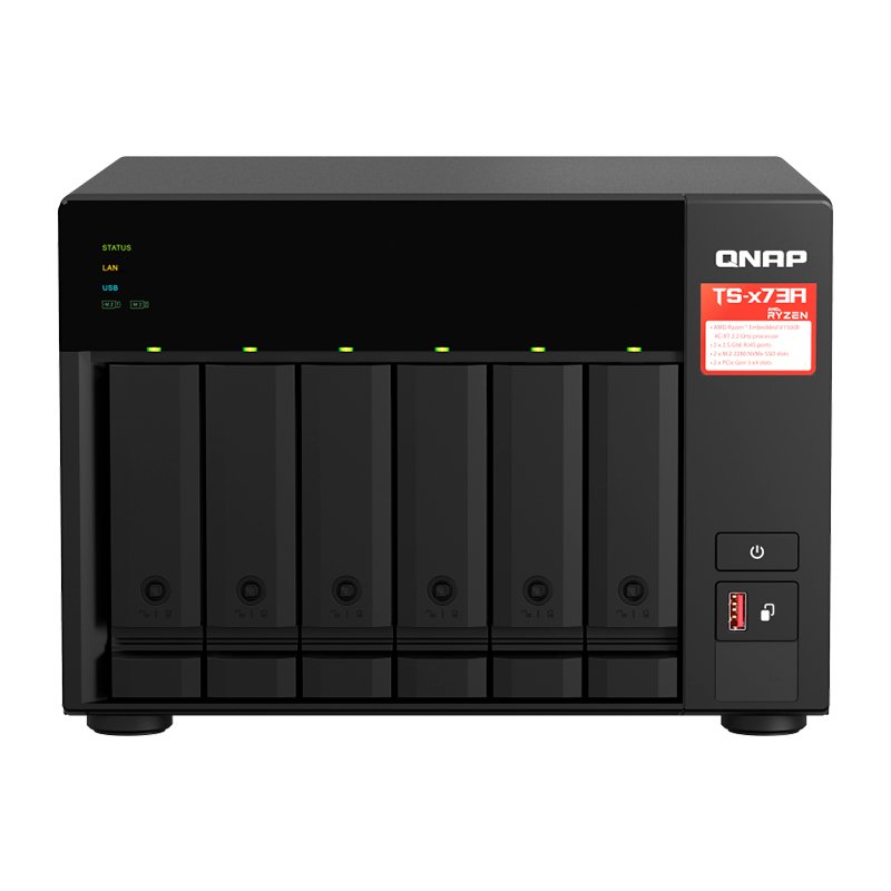 QNAP TS-673A NAS 6 BAY Servidor NAS QNAP TS-673A-8G, Ryzen V1500B 4C/2.2GHz, 8GB RAM SODIMM, Bahias: 6x3.5"
