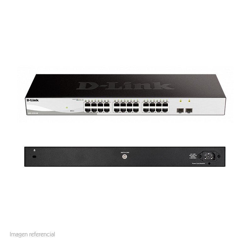 SWITCH DGS-1210-26 Switch D-Link DGS-1210 Series, Capa L2/L3, 24 RJ-45 GbE, 2 puertos SFP 1GbE.