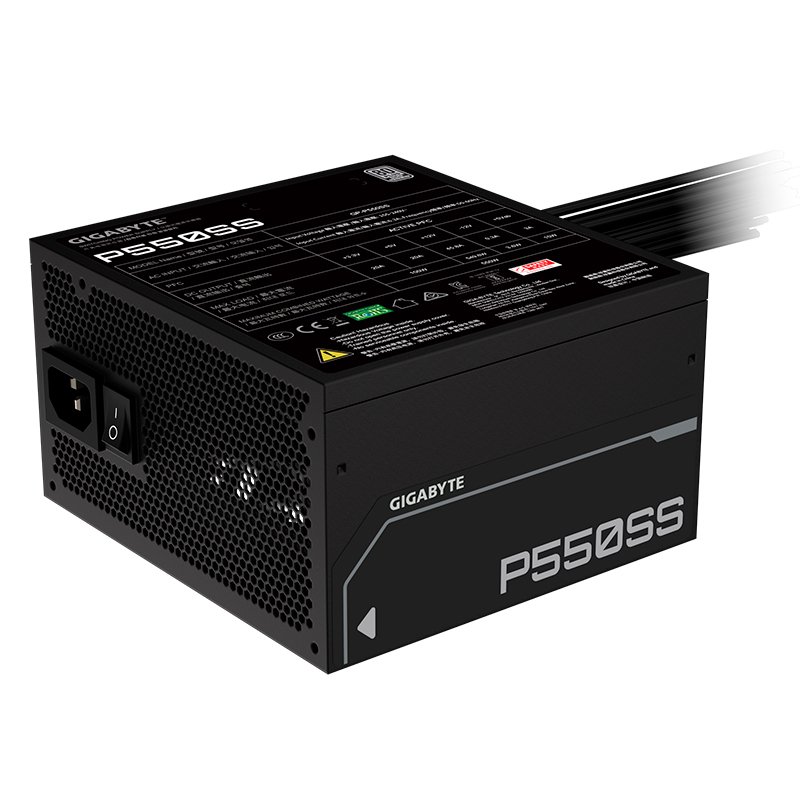 PS GB P550 550W 80+ SILVER Fuente de alimentación Gigabyte P550SS, 550W, 80 PLUS Silver, Formato ATX.