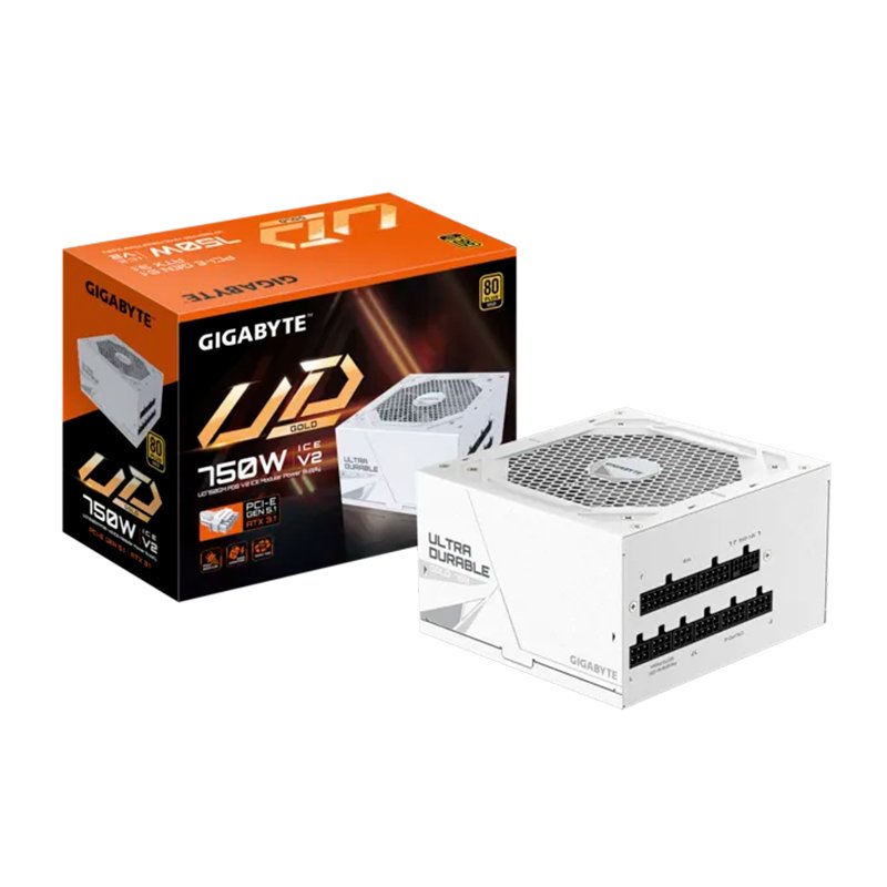 MB GB UD750GM PG5 ICE 80+G Fuente de alimentación GIGABYTE UD750GM PG5 V2 ICE 750W, 80 PLUS Gold, Formato ATX.[@