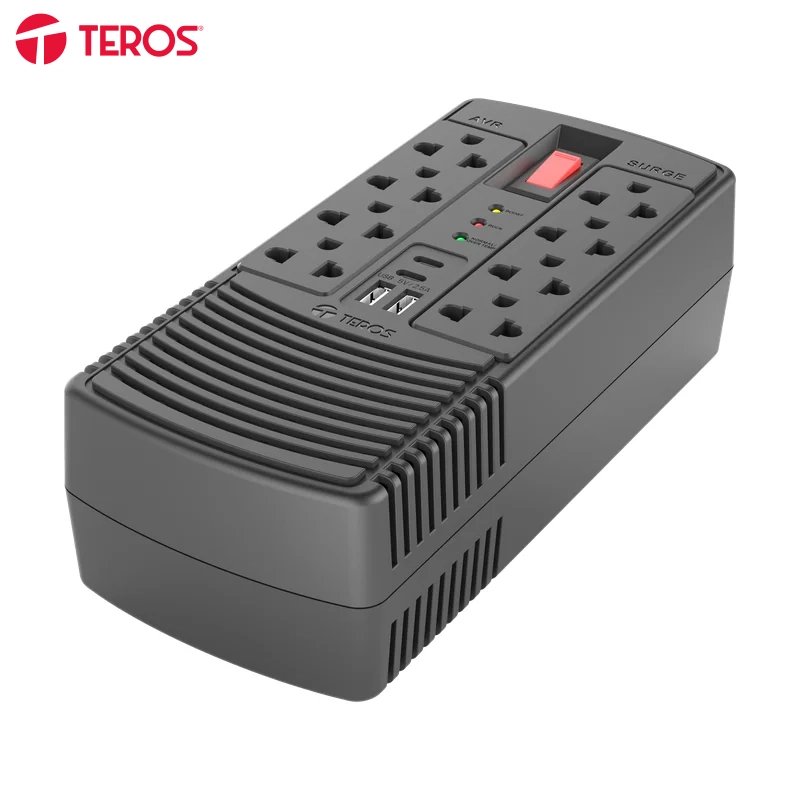 ESTABILIZAD TE7182N AVR-1200VA Estabilizador de voltaje TEROS TE-7182N, AVR, 1200VA, 600W, 184-276VAC