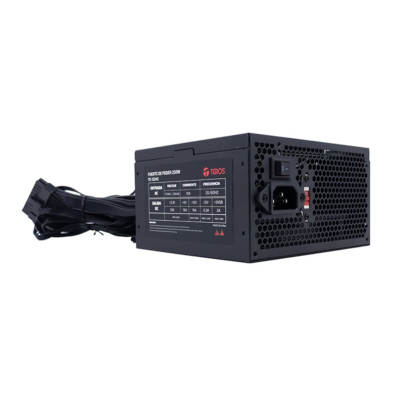 PSU STD ATX 250W TE1324 BK Fuente de alimentación TEROS TE-1324S, Formato ATX, 250W, 115V/230V