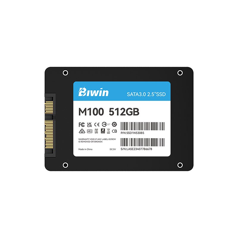 SSD BIWIN M100 512GB 2.5' SATA Unidad en estado solido Biwin M100, 512GB, SATA 6Gb/s, 2.5"