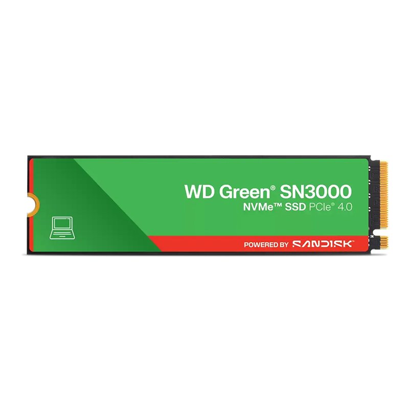 SSD WD GREEN SN3000 500GB NVME Unidad en estado solido WD Green SN3000 NVMe 500GB M.2 2280, PCIe Gen 4.0 x4, NVMe[@@