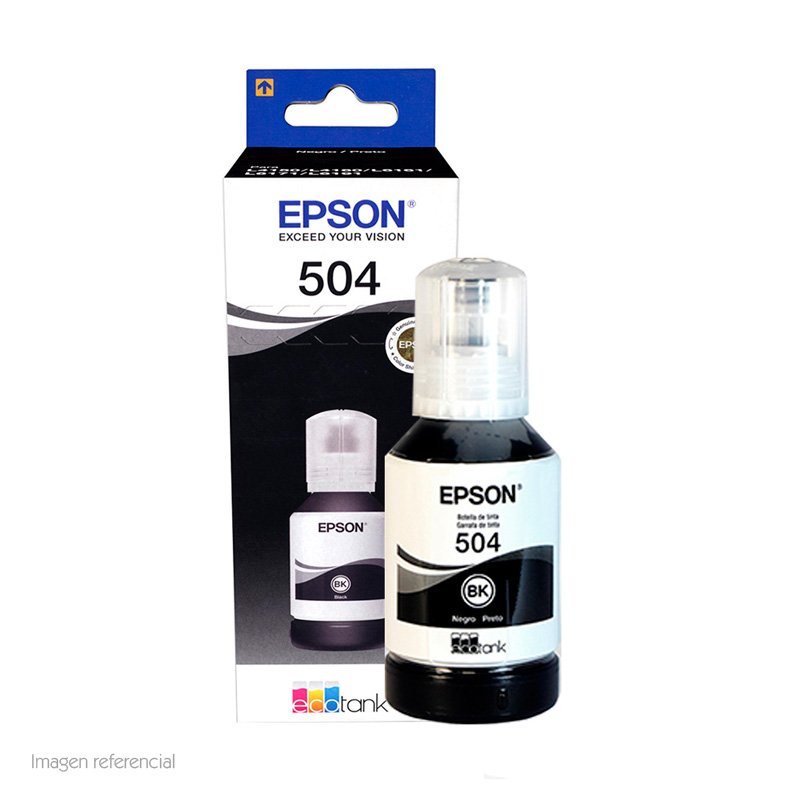 TINTA EPSON NEGRA BOTELLA T504 Botella de tinta EPSON T504, color negro, contenido 127ml, para impresoras EPSON L416