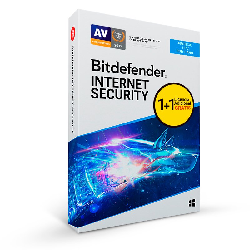 BD INTERNET SECURITY 1+1PC 12M Software Bitdefender Internet Security, Licencia para 1PC+1 Adicional, 12 Meses